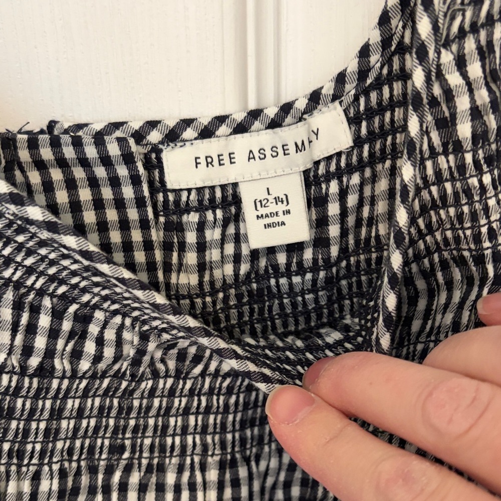 Black and White Gingham Smocked Sundress - Picture 2 of 3